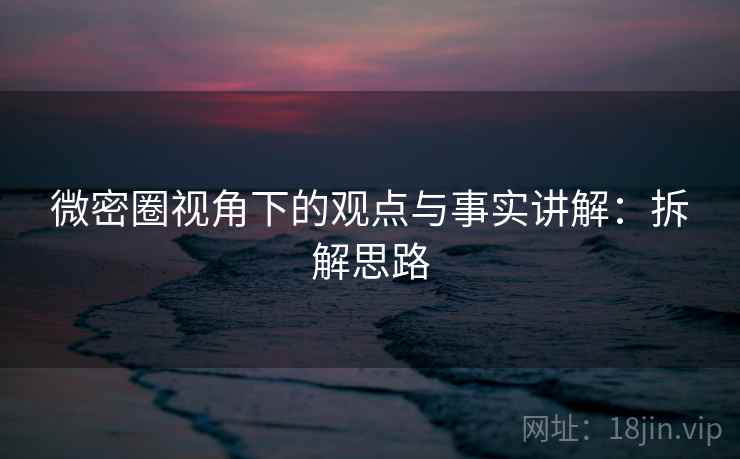 微密圈视角下的观点与事实讲解：拆解思路